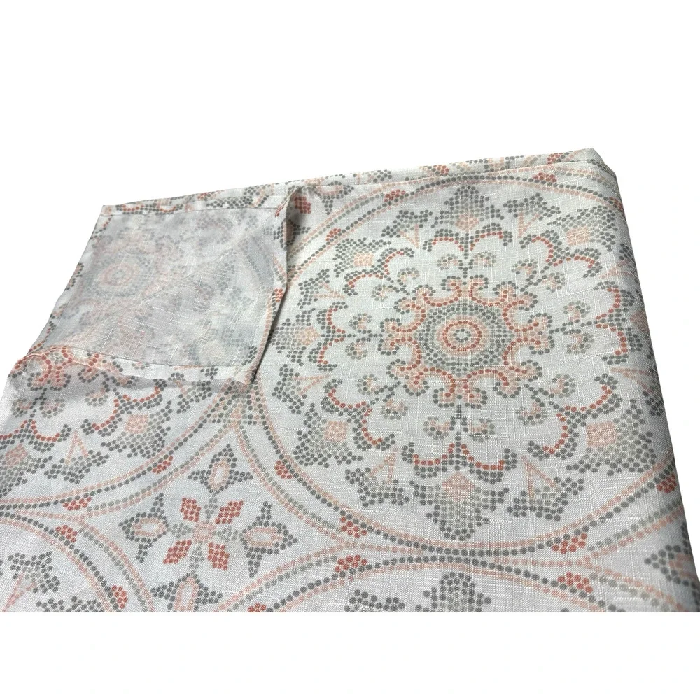 Medallion Print Fabric Shower Curtain The Big One White Orange Gray 72 Long Boho